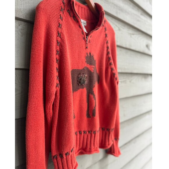 Timberlea Moose 1/2-Zip Sweater Red Brown—M - Picture 6 of 11